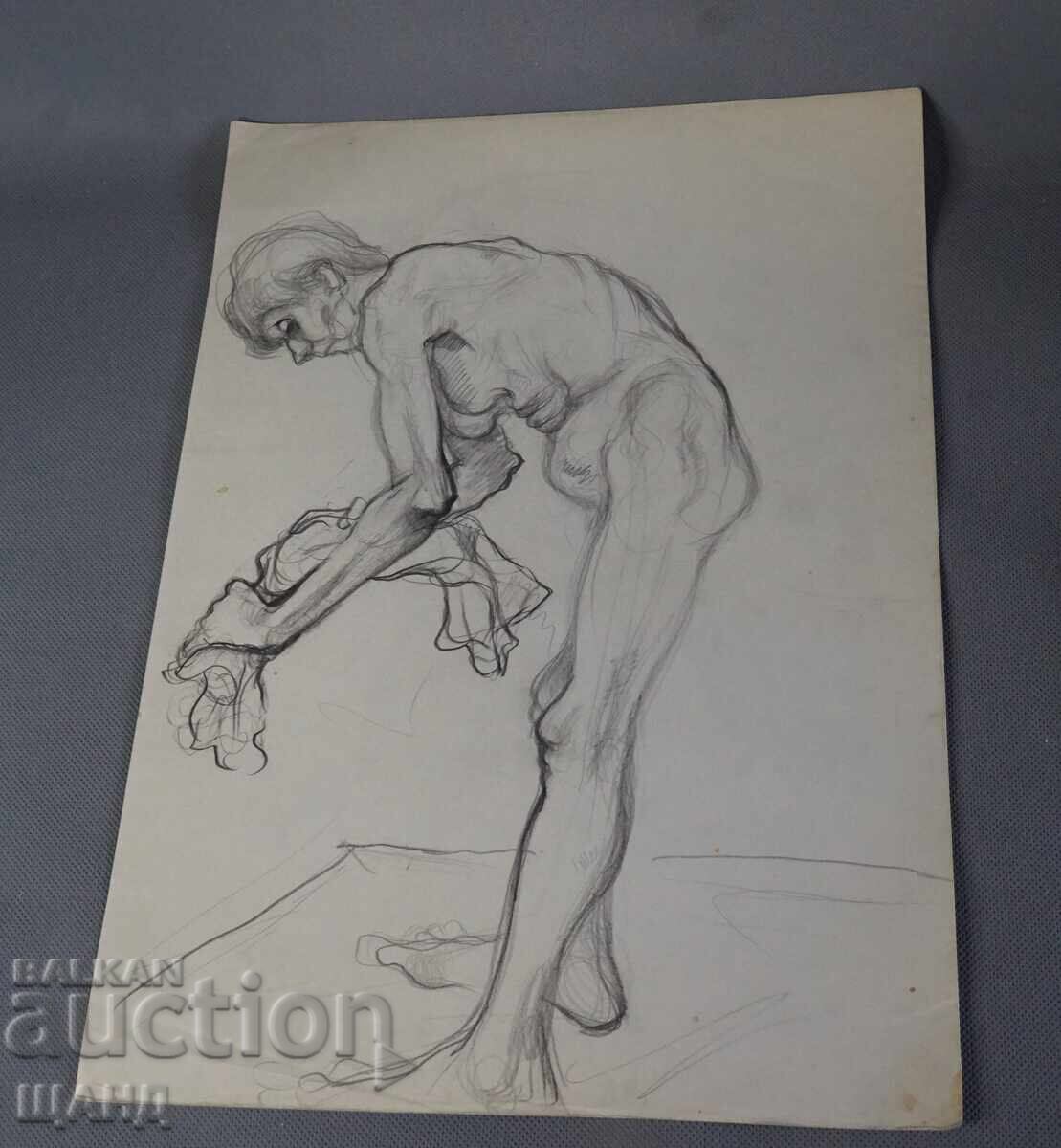 Old Master drawing, pencil, erotic, nude body