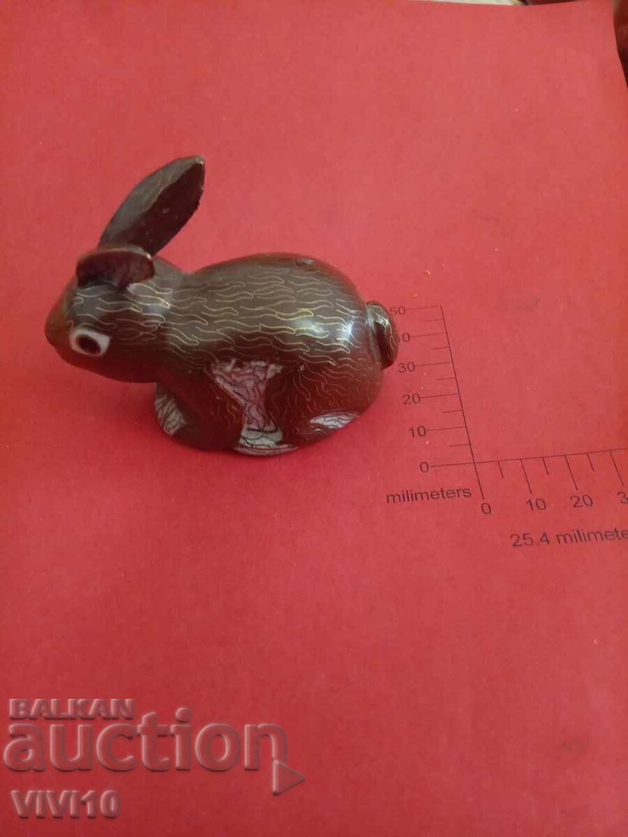 Figurină veche iepure, email Figurină veche iepure, email