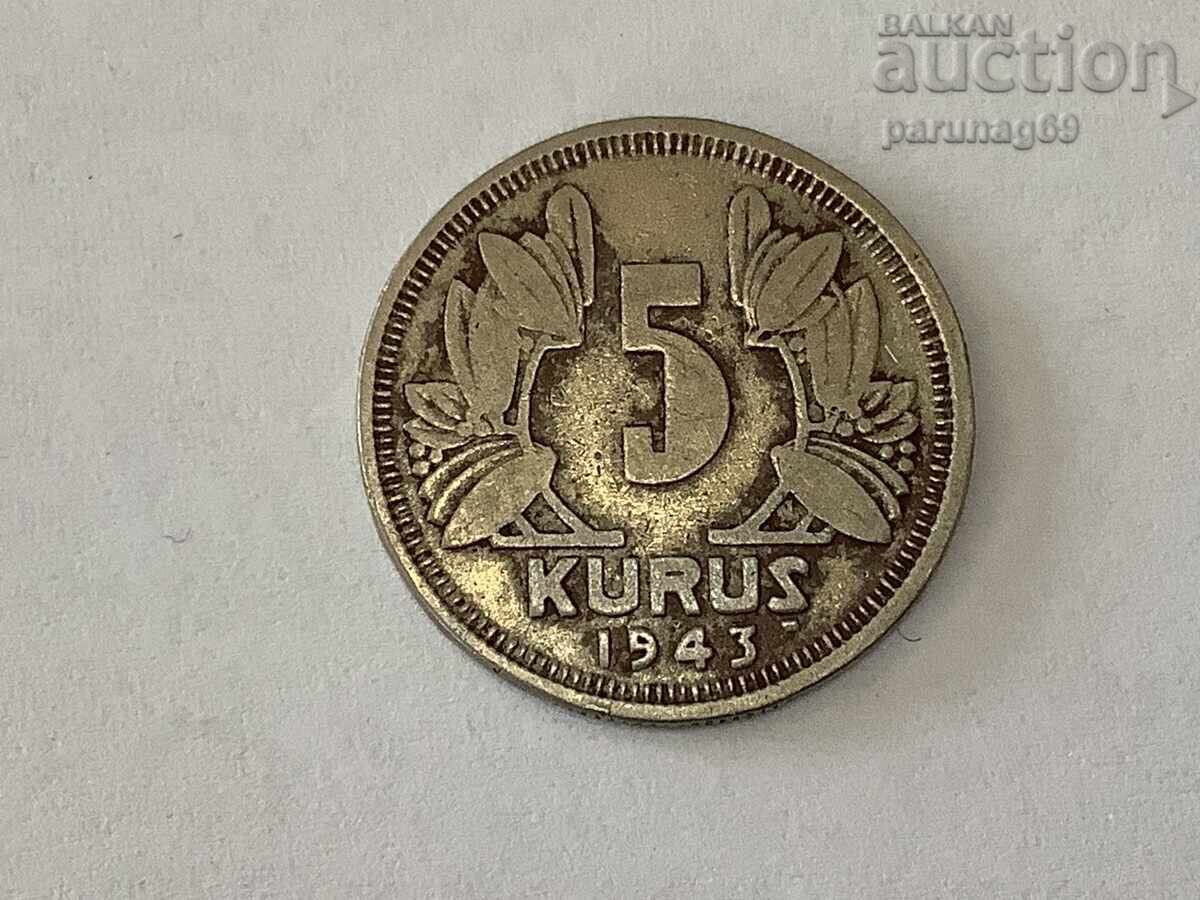 Република Турция 5 куруша 1943 година Република Турция 5 куруша 1943 година