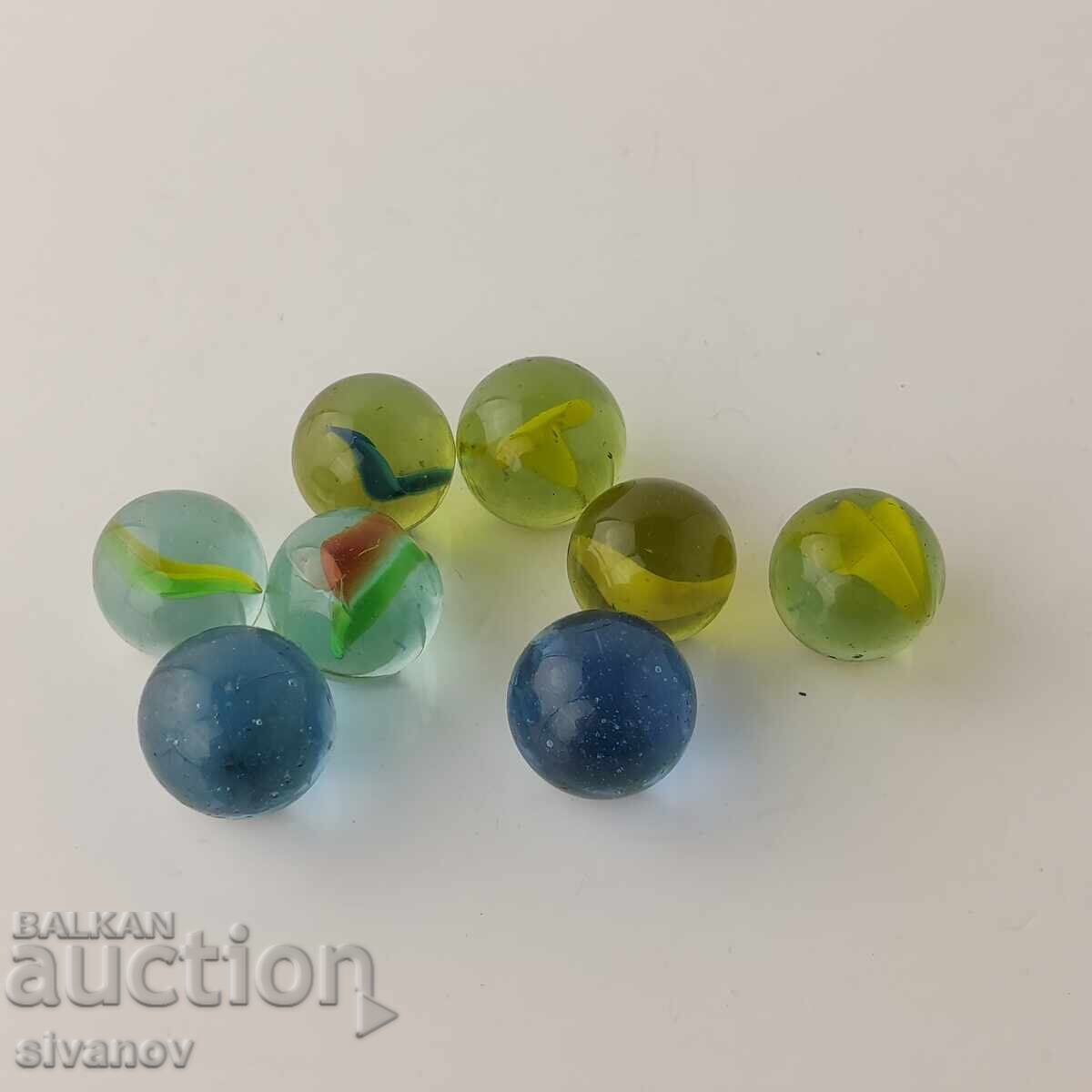 Lot of 8 old glass marbles for play #5850