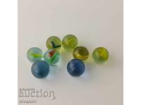 Lot de 8 bile de sticlă vechi pentru joc #5850