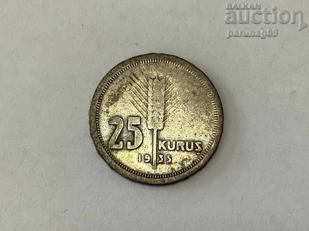 Τουρκική Δημοκρατία 25 Κουρούς 1935 Ασημένιο 0.830