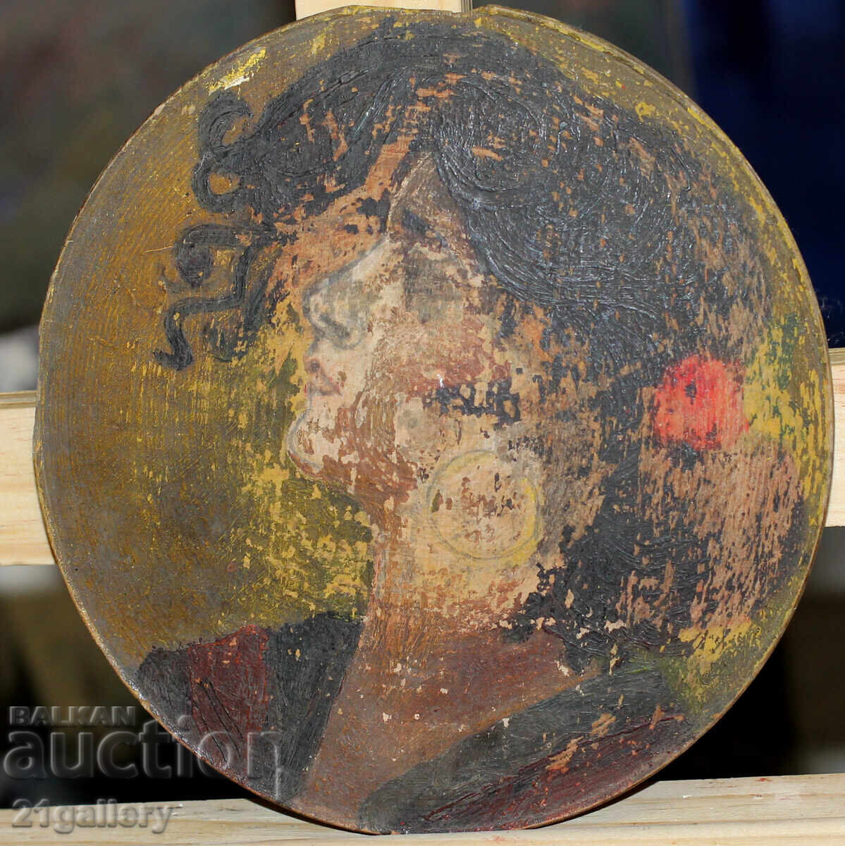 Tablou vechi, ulei pe pânză, portret cu preț 140.00 BGN | € 71.58