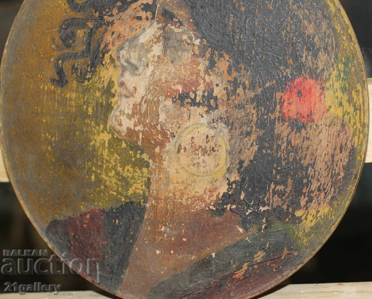 Tablou vechi, ulei pe pânză, portret - 7