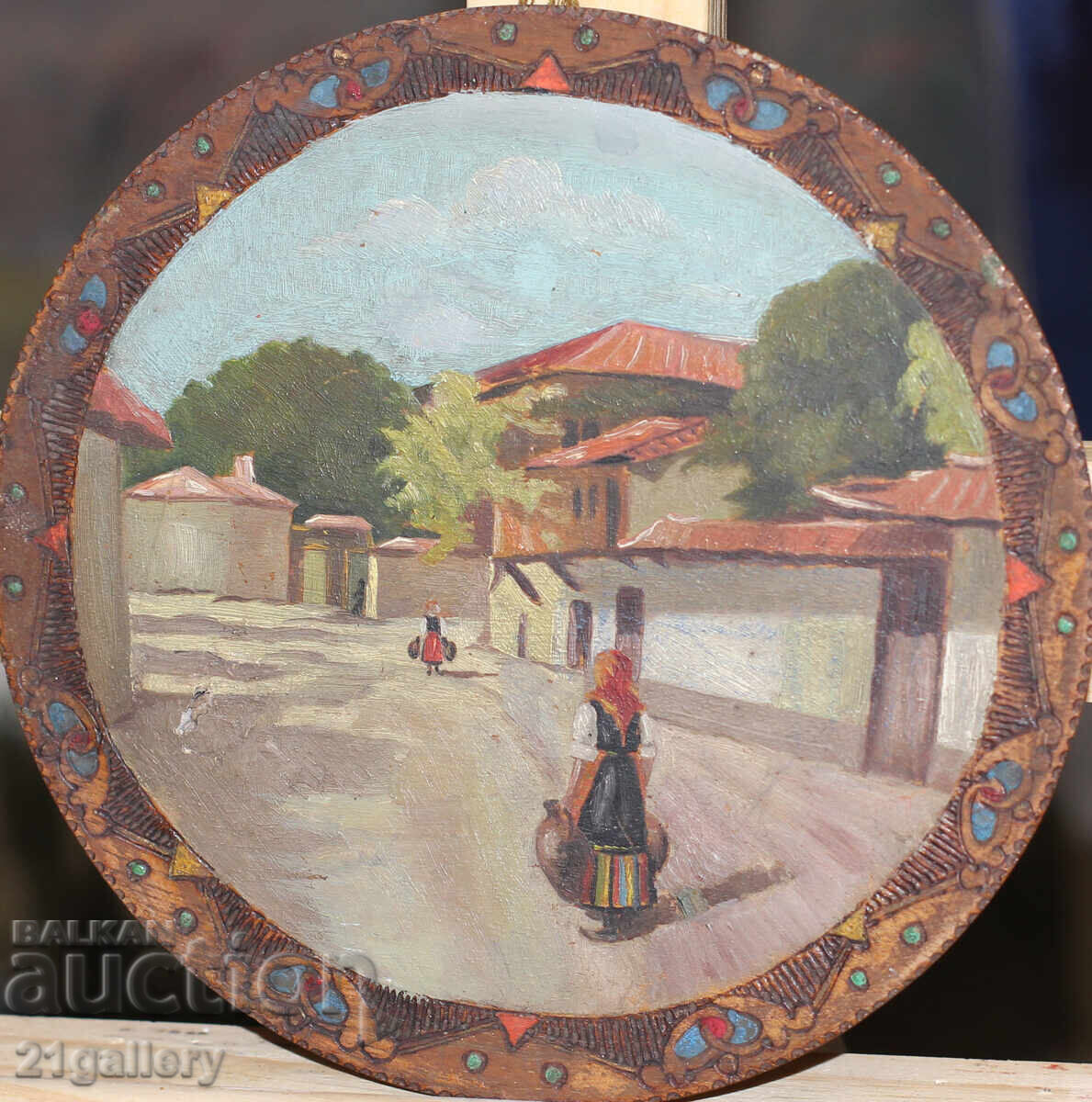 Παλιός ελαιογραφία αγροτικό τοπίο με τιμή 140.00 BGN | € 71.58