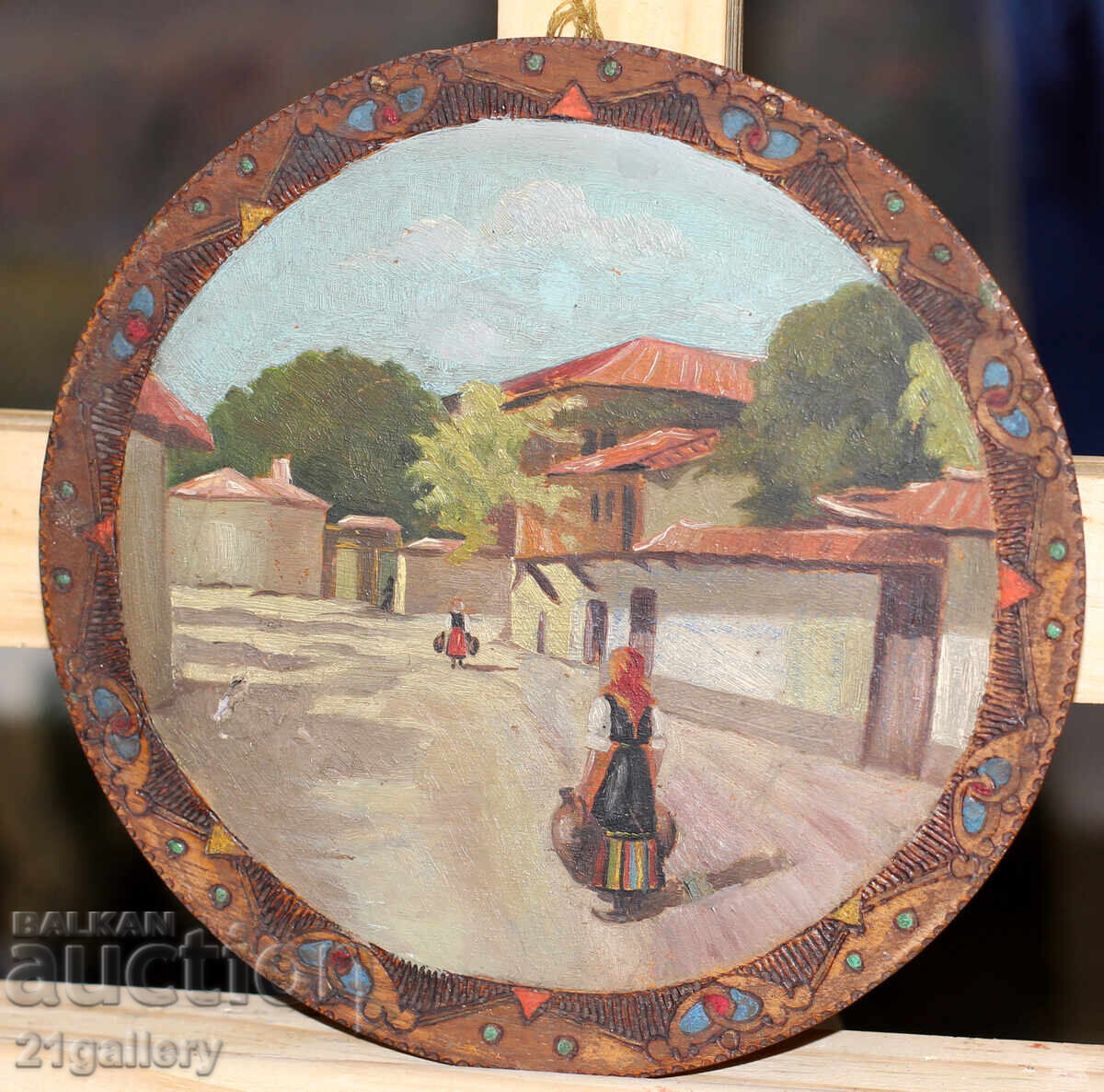 Παράδοση Παλιός ελαιογραφία αγροτικό τοπίο