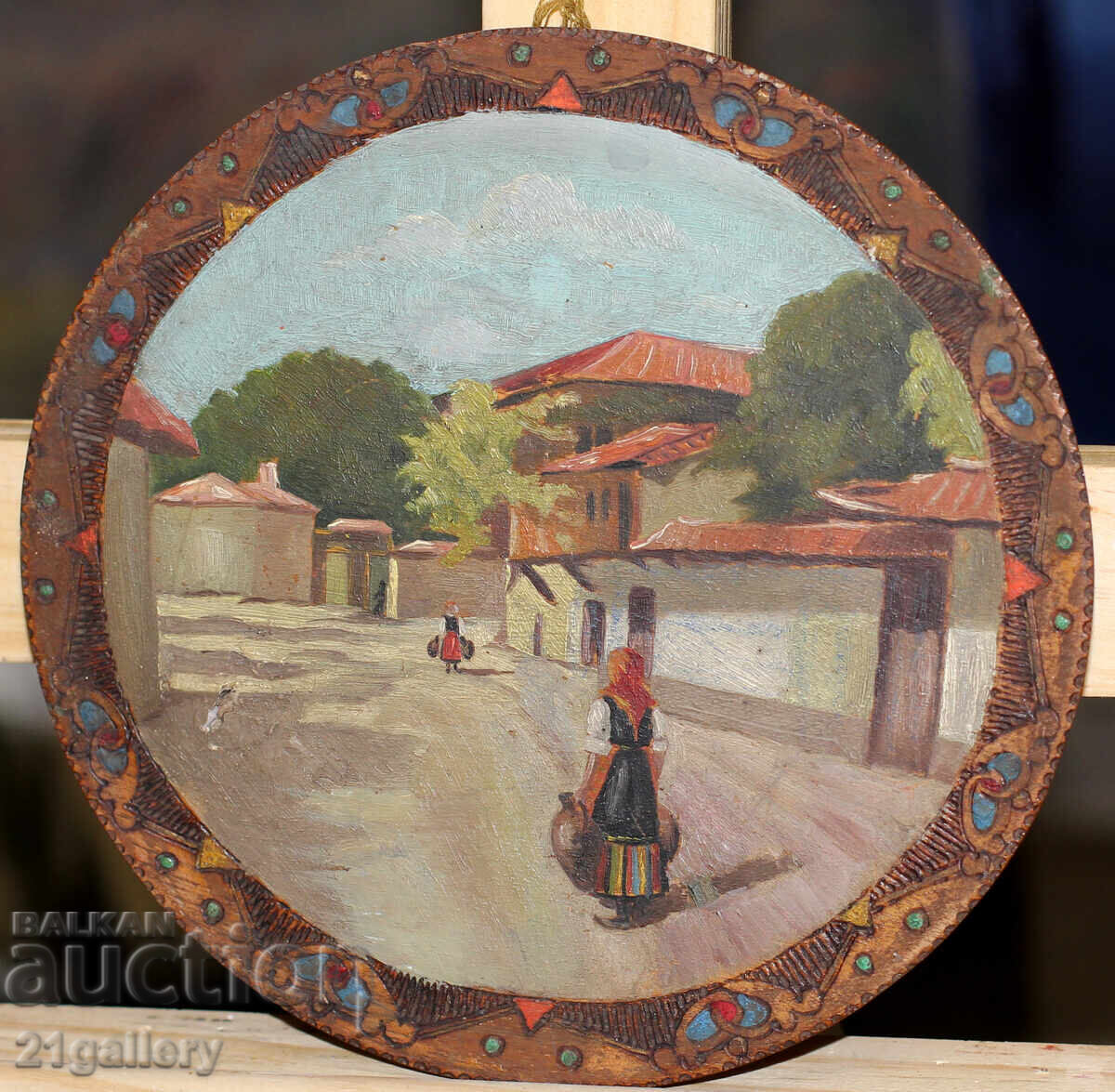 Παλιός ελαιογραφία αγροτικό τοπίο