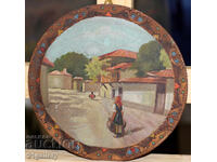 Old oil painting, rural landscape