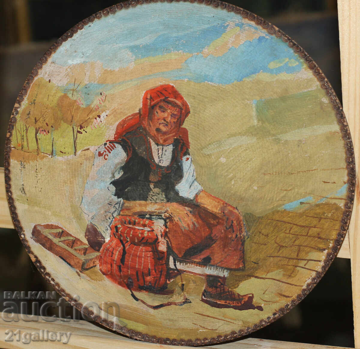 Old oil painting, woman in traditional costume with price 140.00 BGN | € 71.58