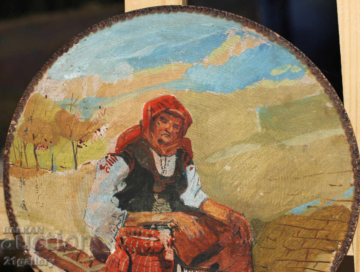 Old oil painting, woman in traditional costume - 5