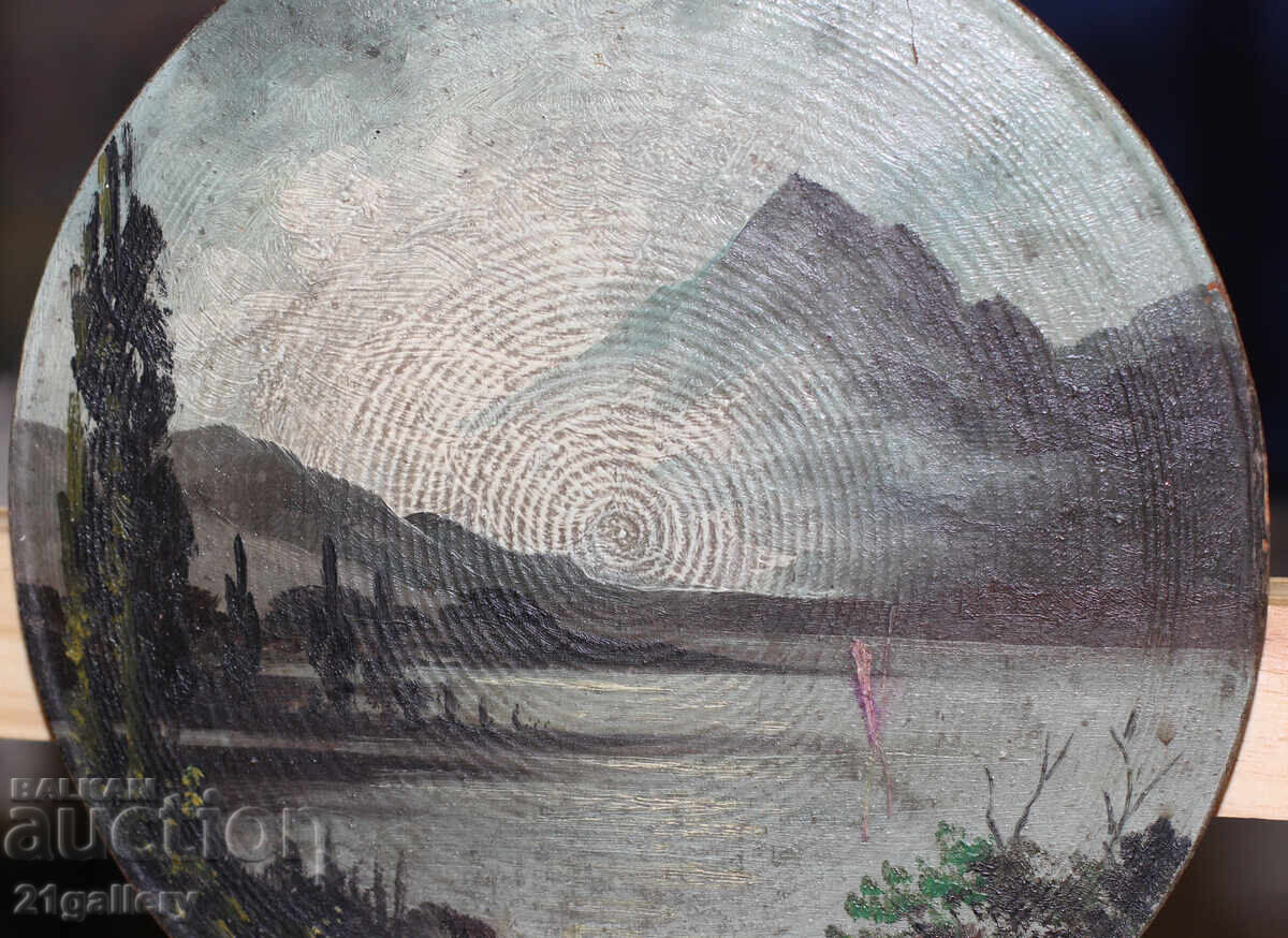 Tablou vechi pictură în ulei peisaj - 5