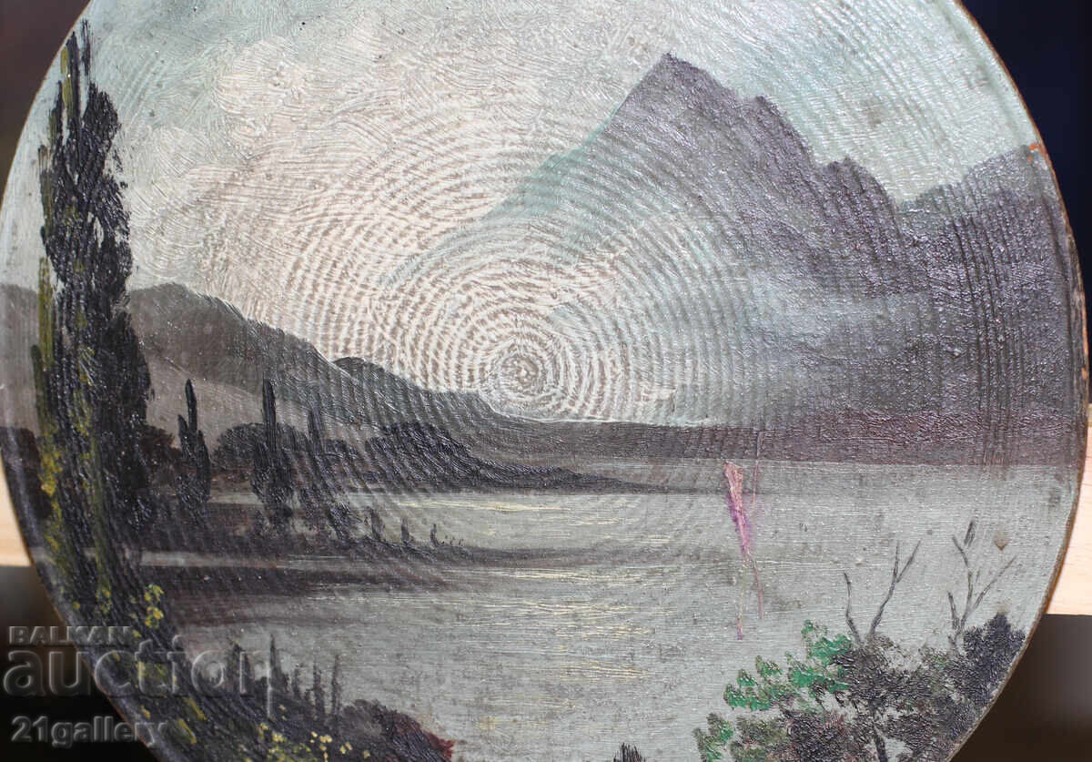 Tablou vechi pictură în ulei peisaj - 6