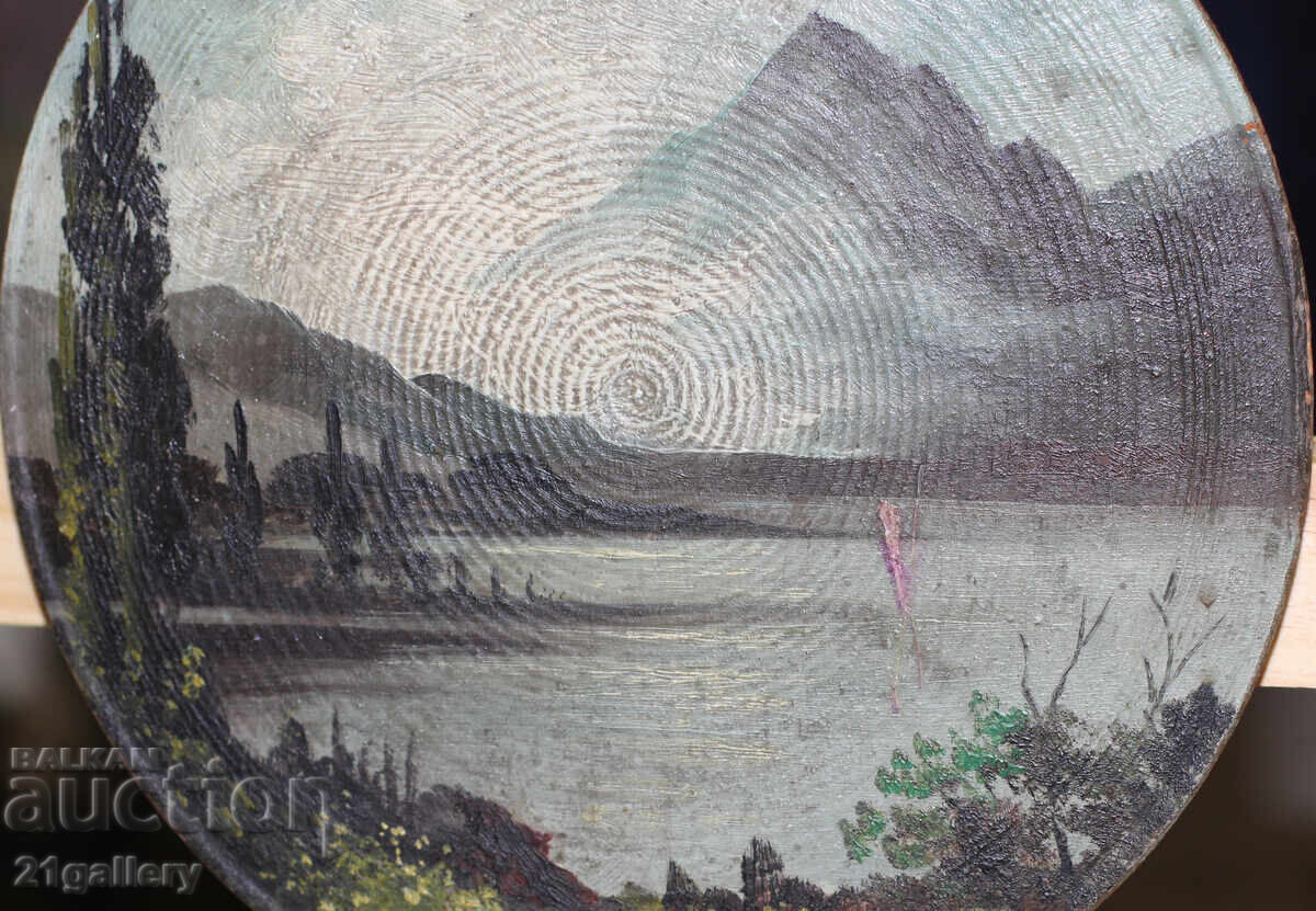 Tablou vechi pictură în ulei peisaj - 7