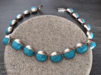 Colier vechi elegant din argint, Mexic, cu Turcoaz