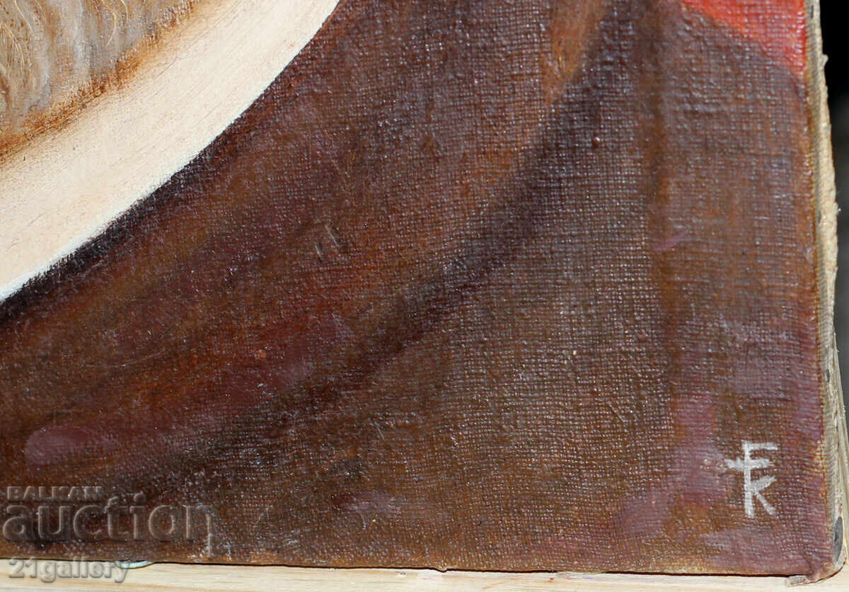 Παλιός ελαιογραφικός πίνακας πορτρέτο υπογεγραμμένος - 6