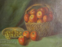 Old oil painting, still life with fruit