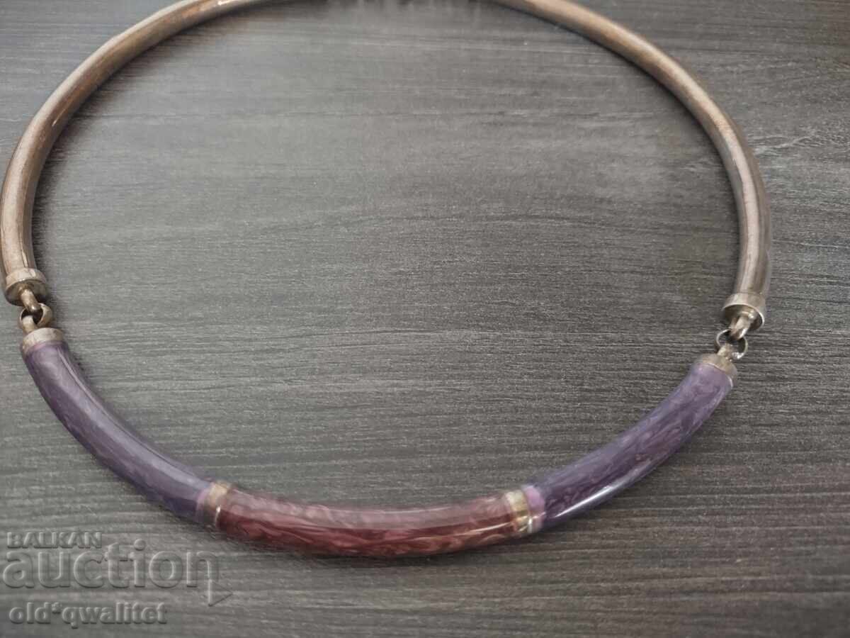 Licitație Colier vechi elegant din argint cu email