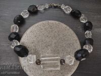 Colier vechi elegant - Cristal de stâncă și Onix, argint