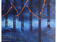 Tablou modern în ulei, peisaj abstract