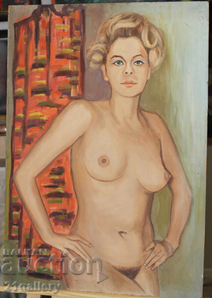 Auction Old oil painting, female portrait, nude body Auction Old oil painting, female portrait, nude body