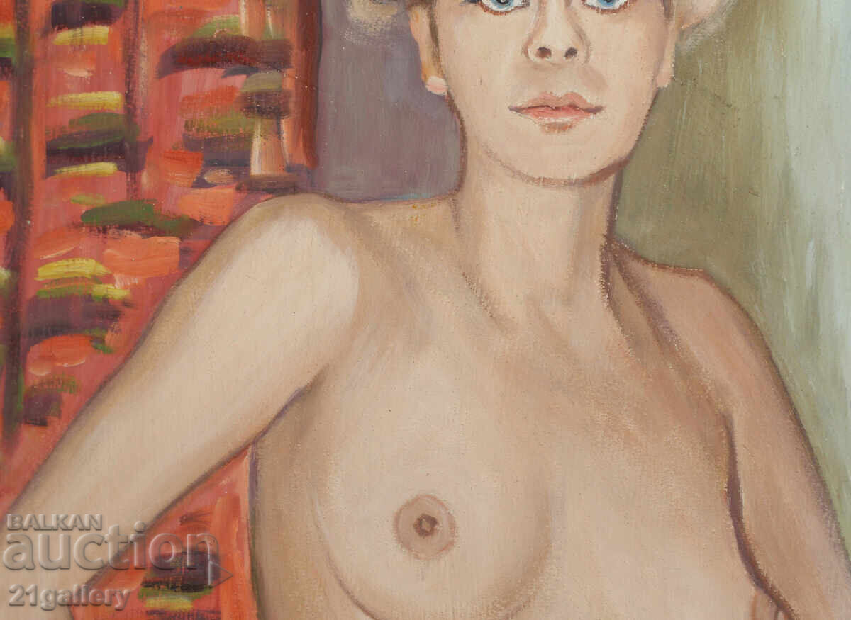 Old oil painting, female portrait, nude body - 5 Old oil painting, female portrait, nude body - 5