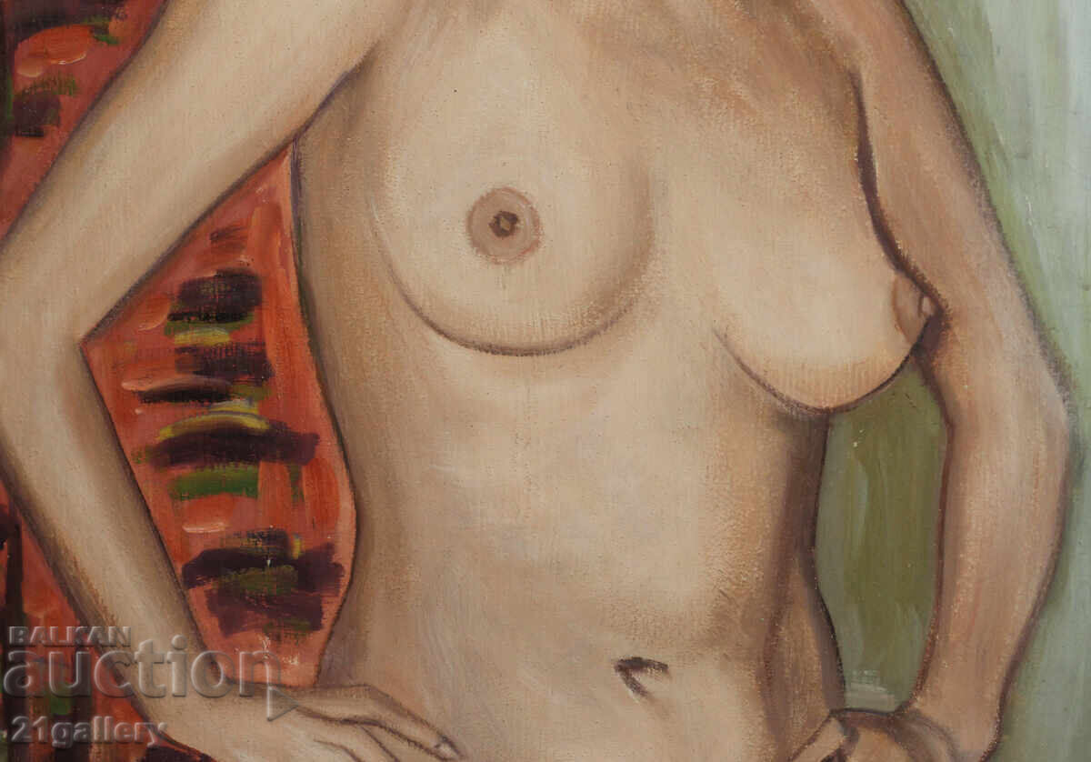 Old oil painting, female portrait, nude body - 6 Old oil painting, female portrait, nude body - 6