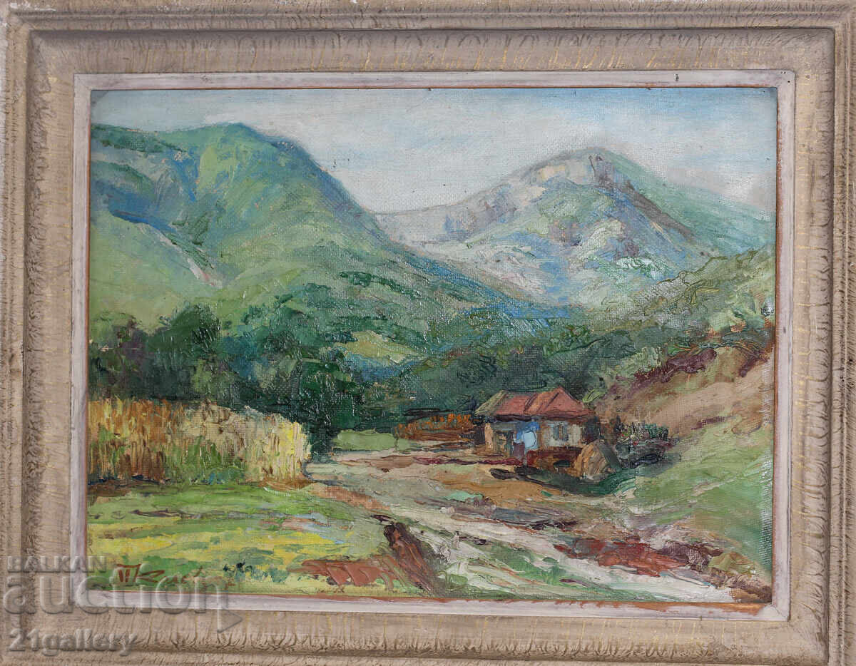 Петър Колев, Пейзаж маслени бои 1957г. с цена 450.00 лв. | € 230.08 Петър Колев, Пейзаж маслени бои 1957г. с цена 450.00 лв. | € 230.08