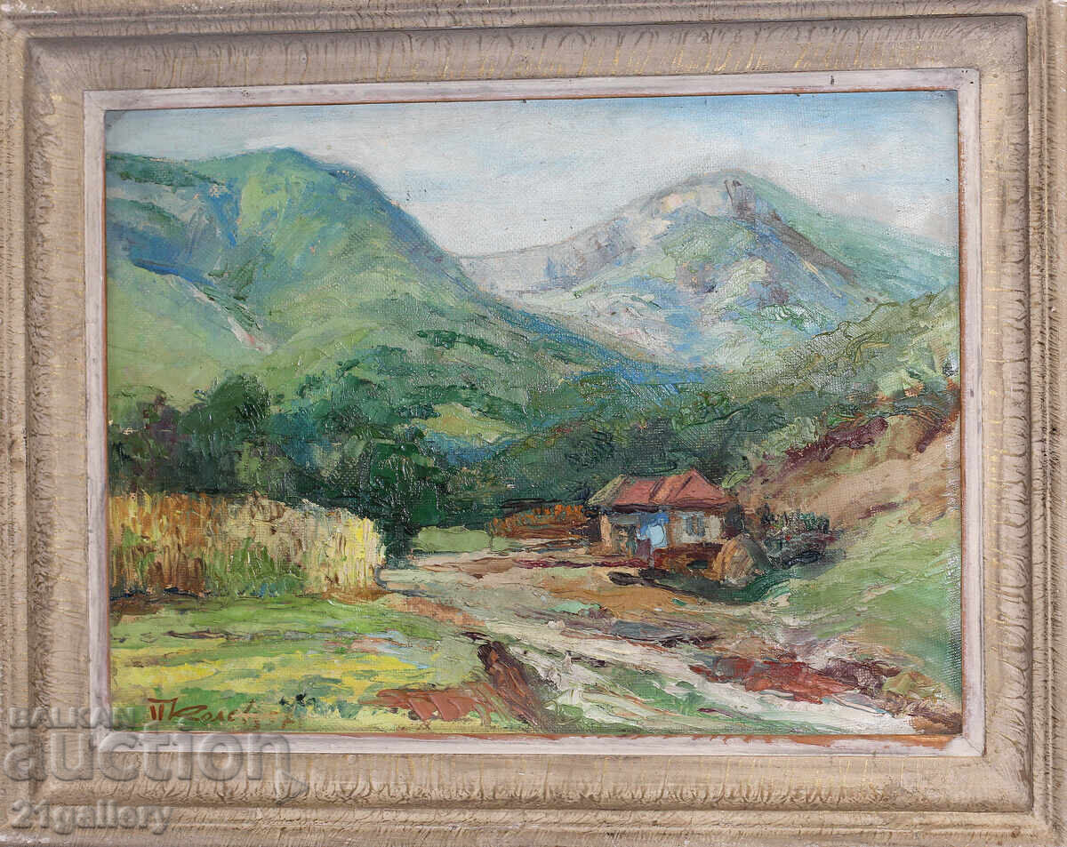 Petar Kolev (1921 - 1987) landscape oil paints 1957