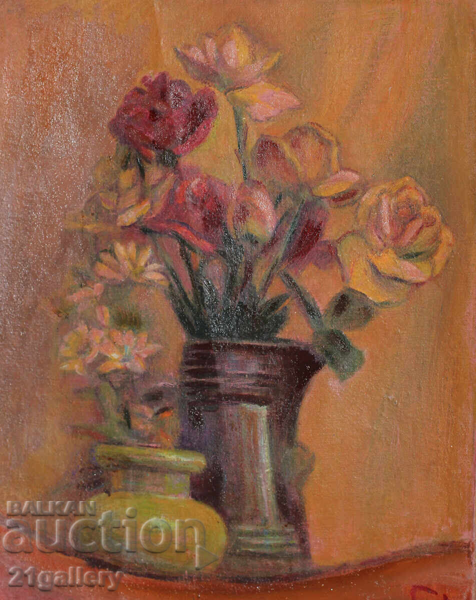 Ελκα Ναϊντένοβα (1932 – 2016) Νεκρή φύση με βάζο και λουλούδια με τιμή 440.00 BGN | € 224.97