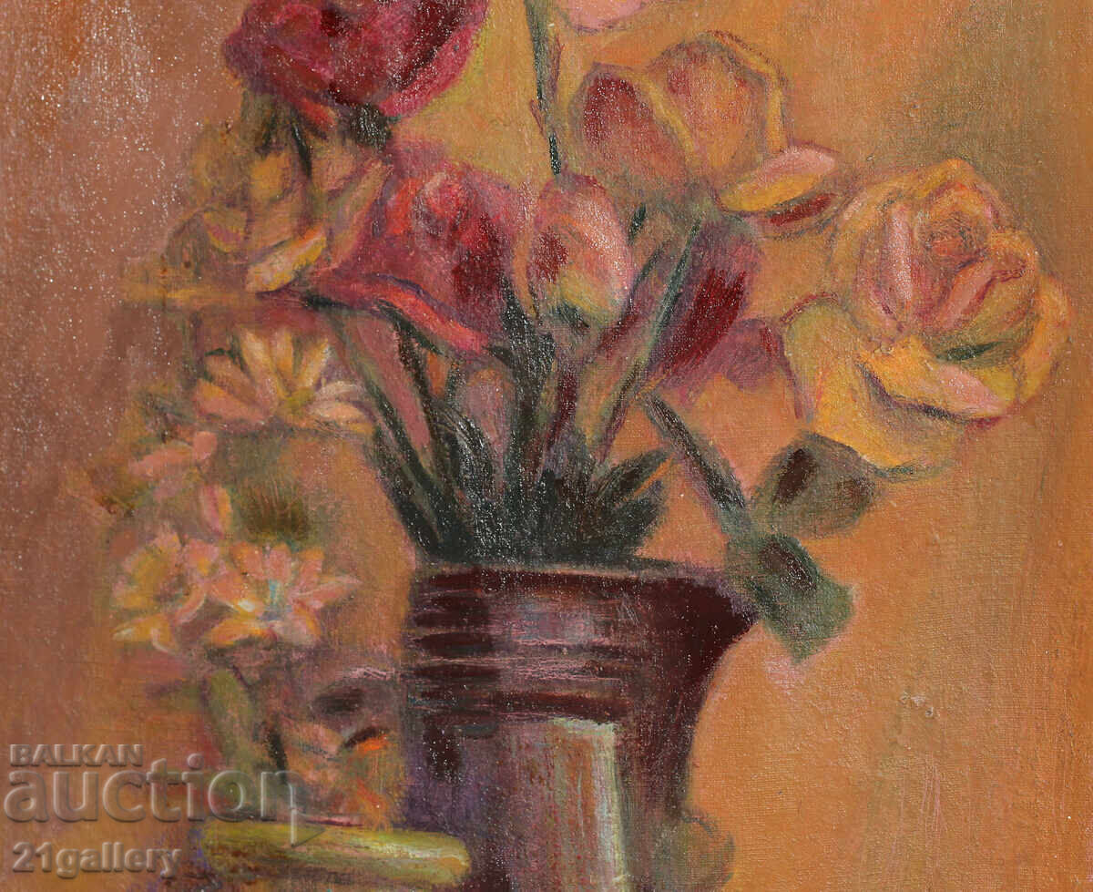 Ελκα Ναϊντένοβα (1932 – 2016) Νεκρή φύση με βάζο και λουλούδια - 5