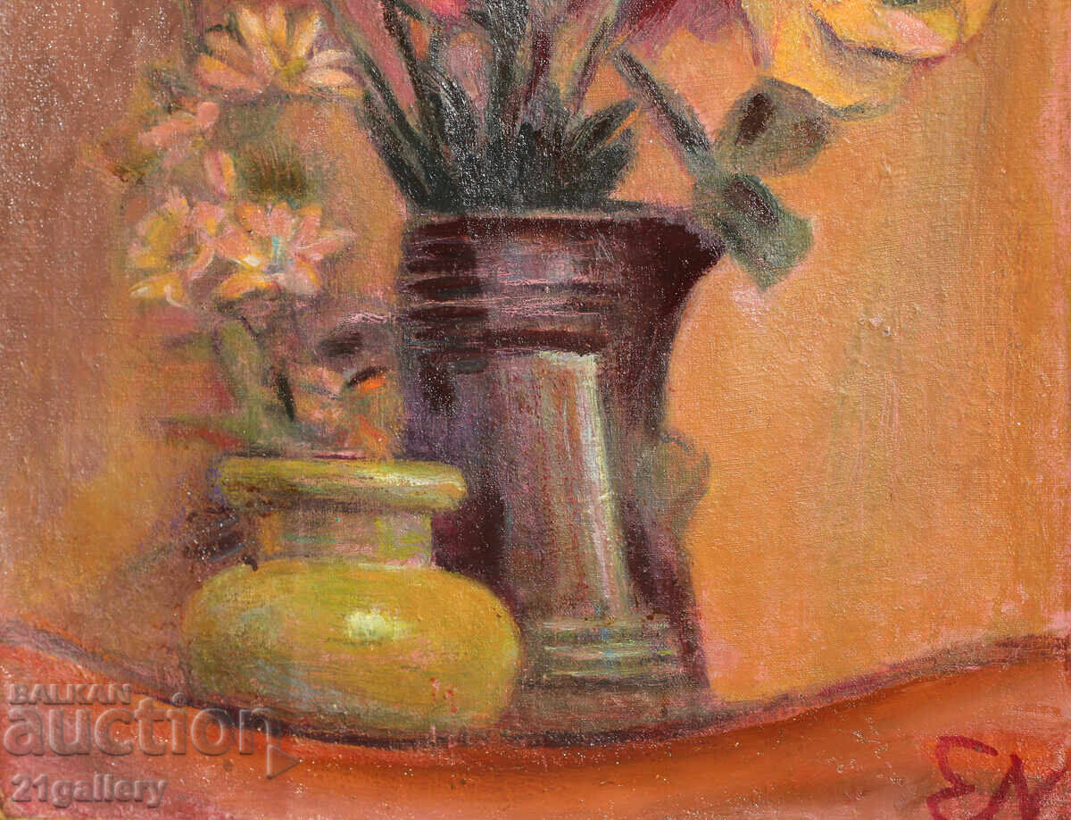 Ελκα Ναϊντένοβα (1932 – 2016) Νεκρή φύση με βάζο και λουλούδια - 6