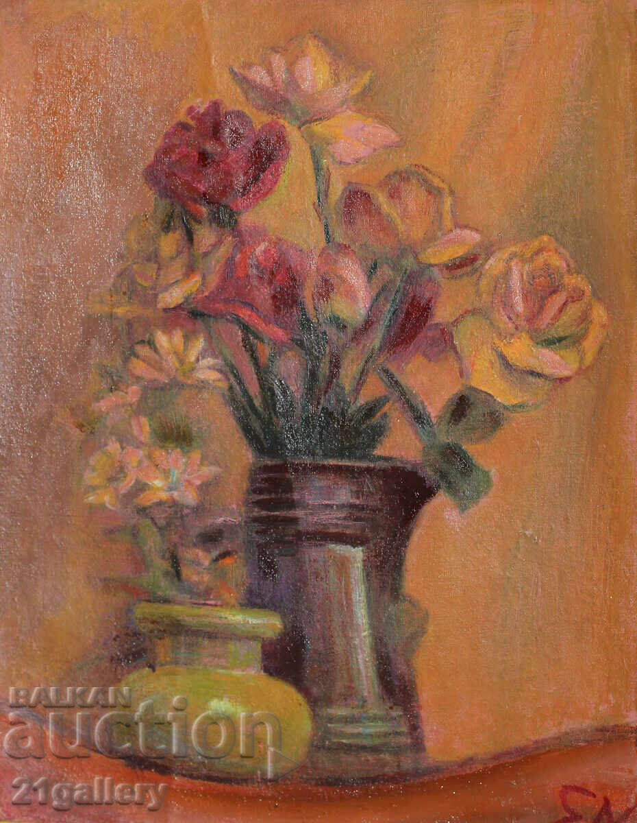 Ελκα Ναϊντένοβα (1932 – 2016) Νεκρή φύση με βάζο και λουλούδια