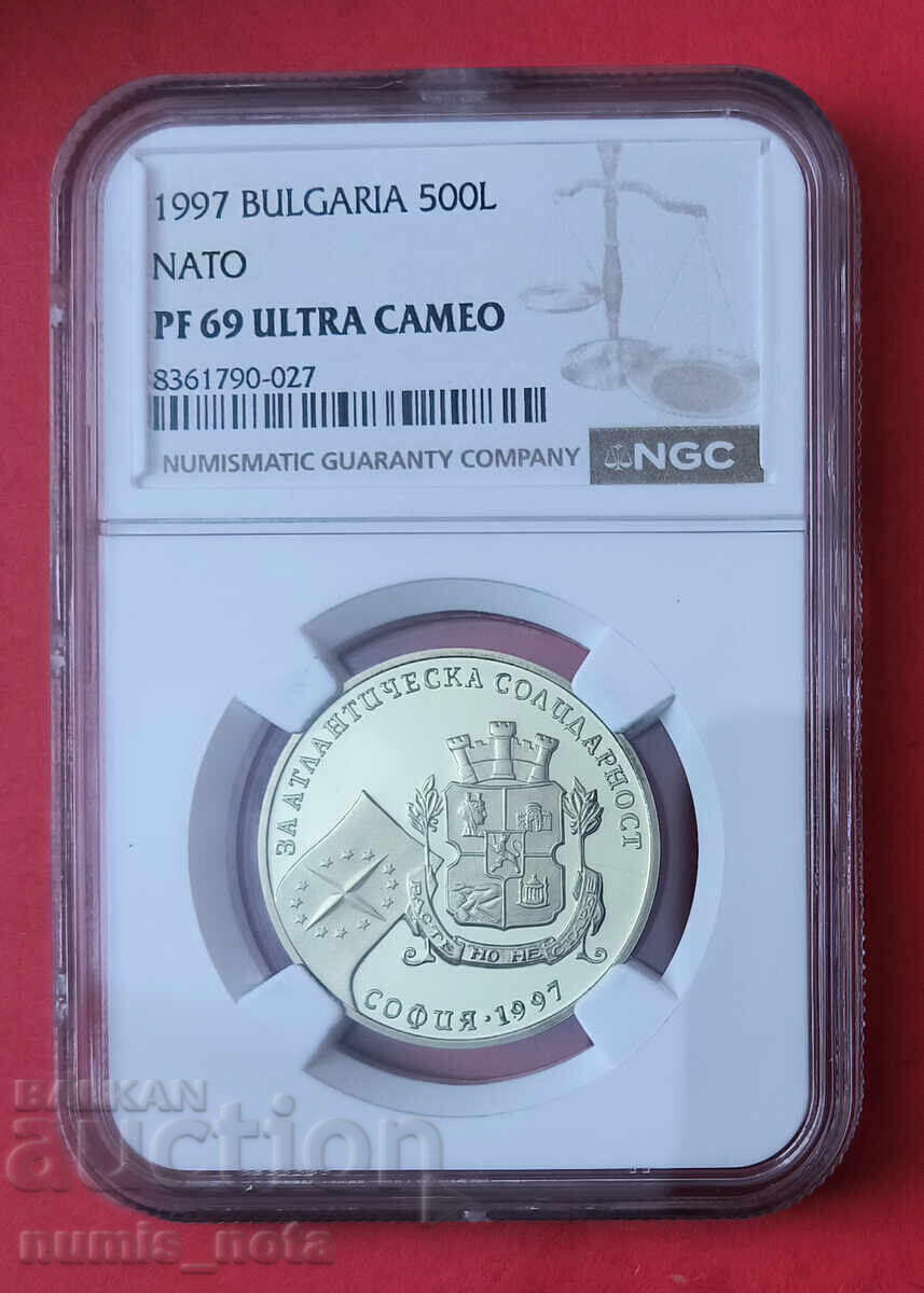 500 leva 1997 g. Solidaritatea Atlantică NGC PF 69 500 leva 1997 g. Solidaritatea Atlantică NGC PF 69