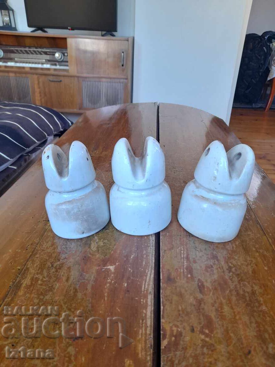 Old porcelain insulator, insulators