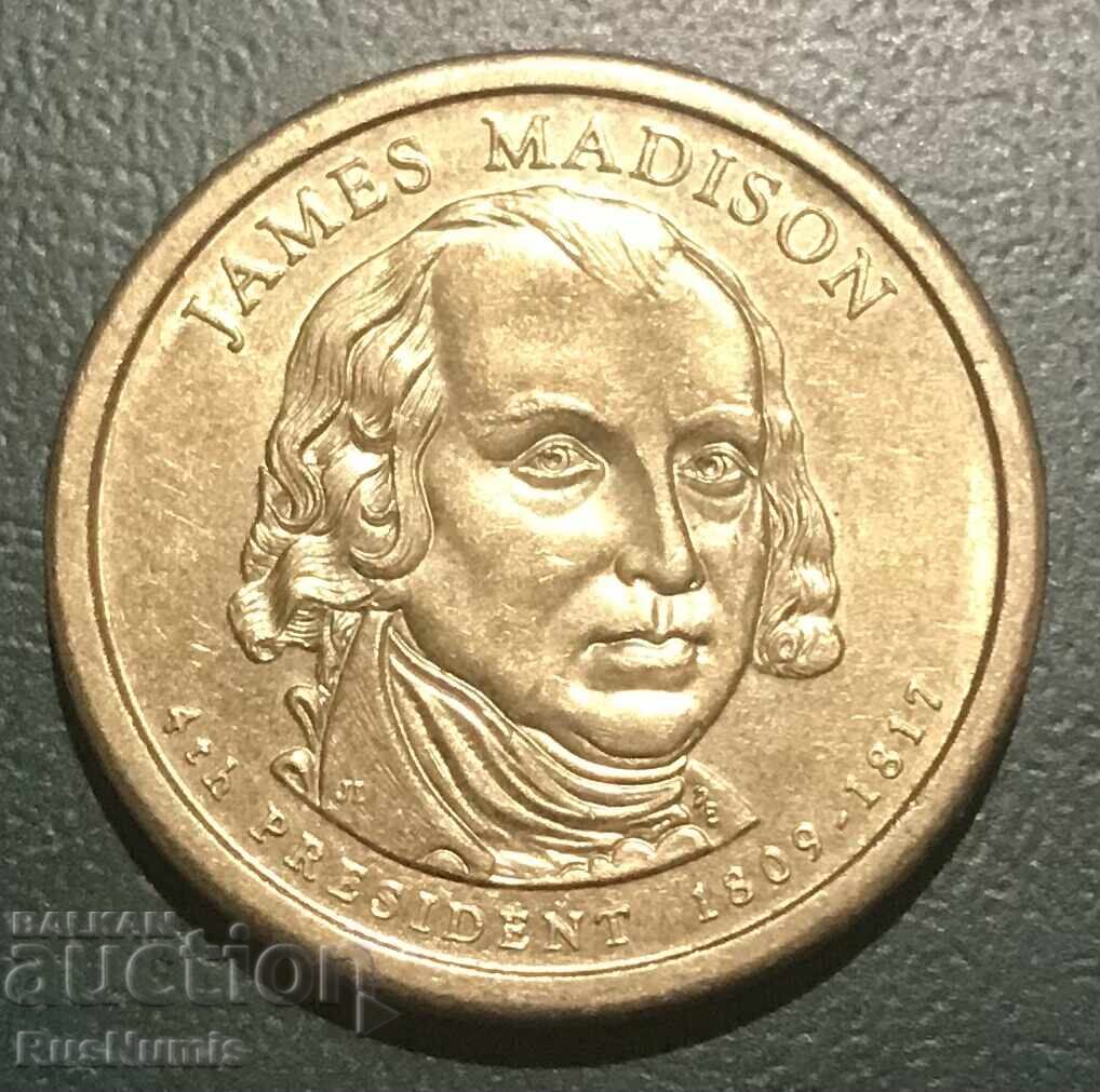 USA. 1 dollar 2007(D). James Madison.