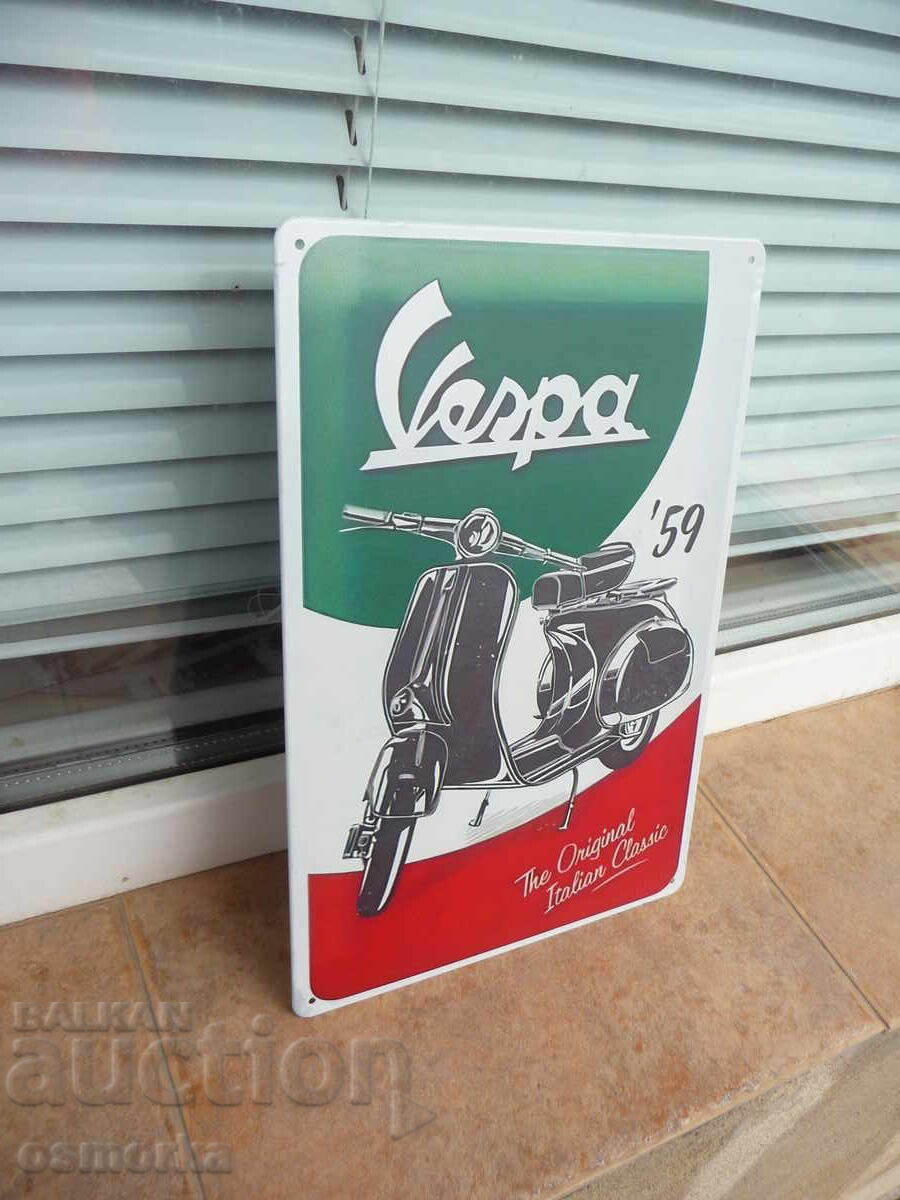 Метална табела мотор Vespa 59 година скутер градски улички м с цена 18.00 лв. | € 9.20 Метална табела мотор Vespa 59 година скутер градски улички м с цена 18.00 лв. | € 9.20