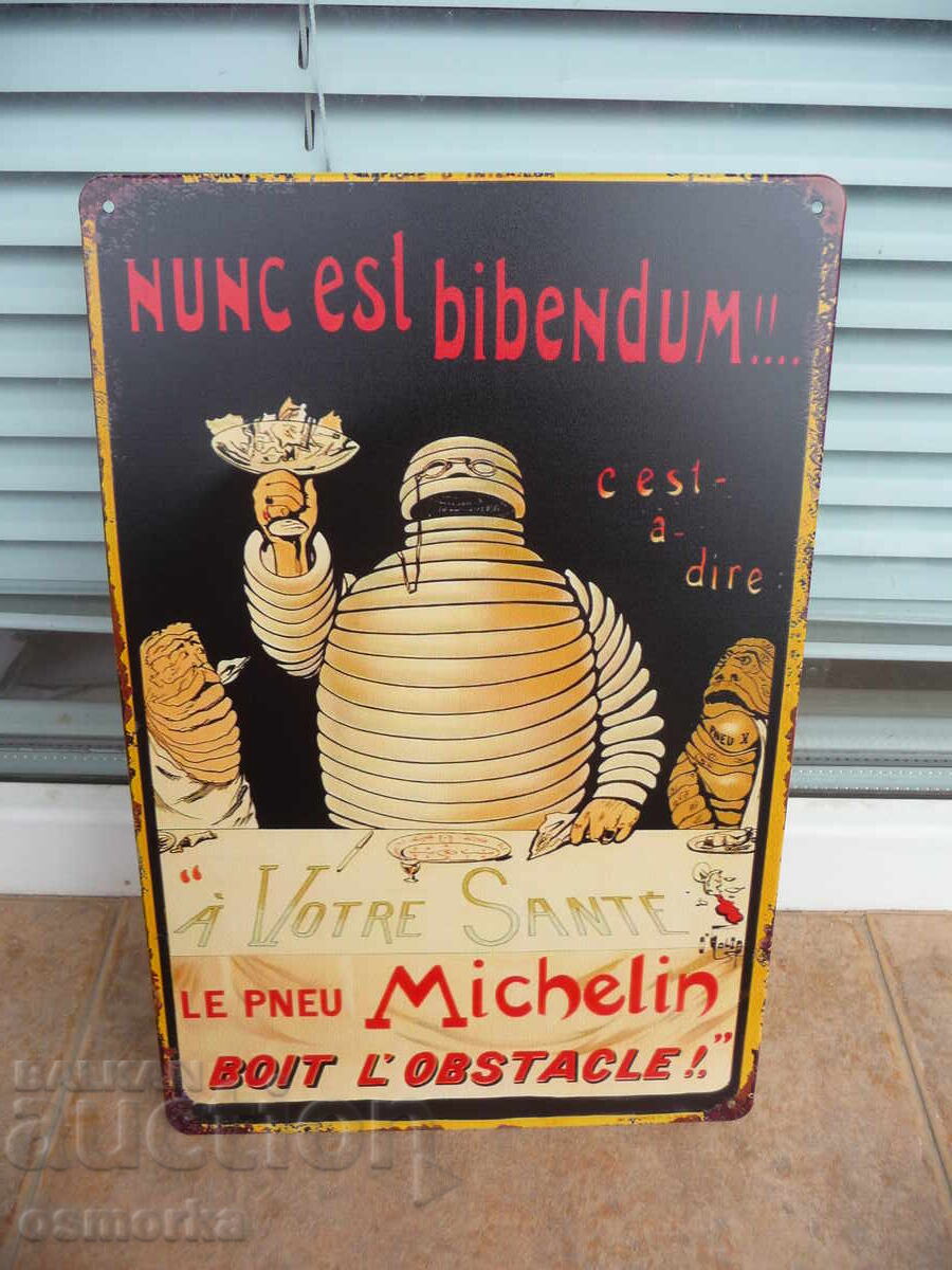 Μεταλλική πινακίδα διαφήμισης ελαστικών Michelin ρετρό Michelin ανθρωπάκι