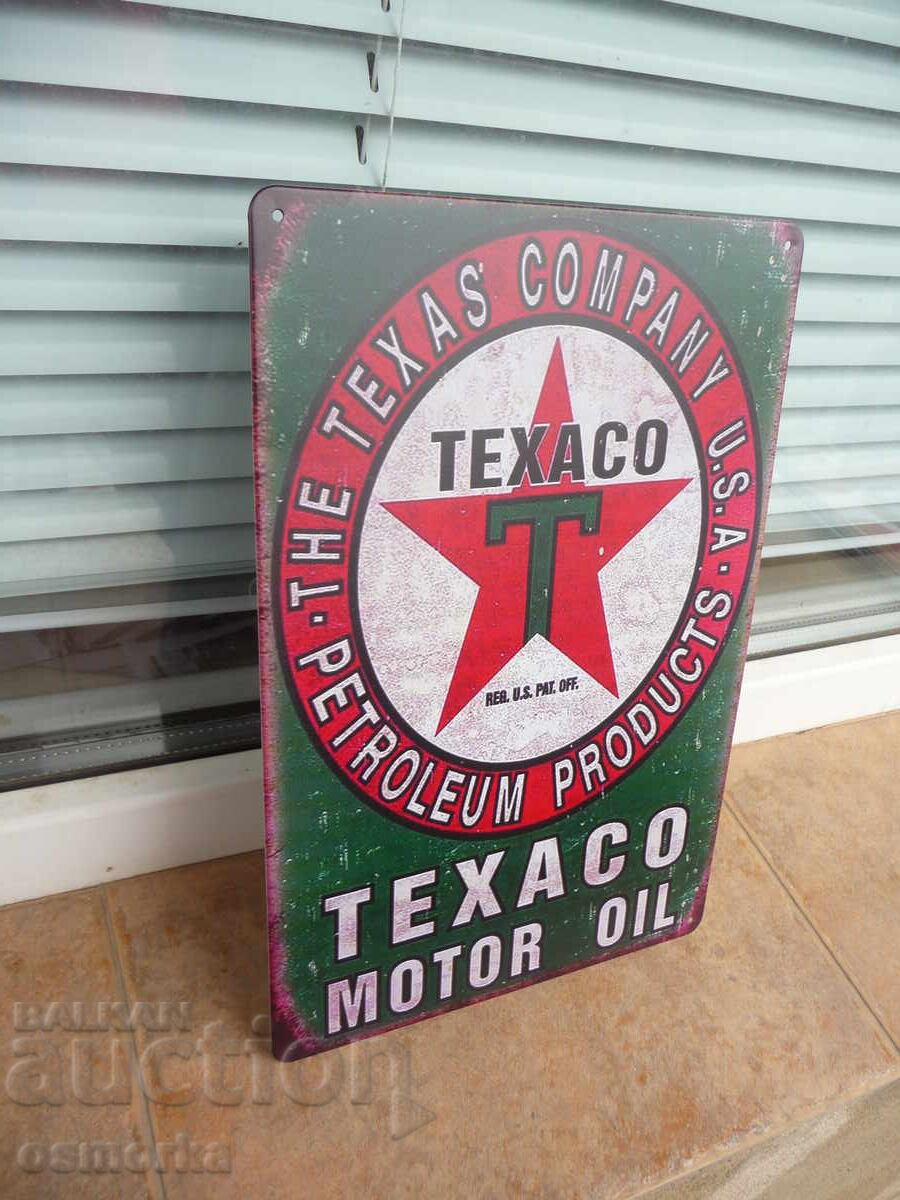 Μεταλλική πινακίδα Taxaco λιπαντικά προϊόντα πετρελαίου βενζίνη με τιμή 18.00 BGN | € 9.20