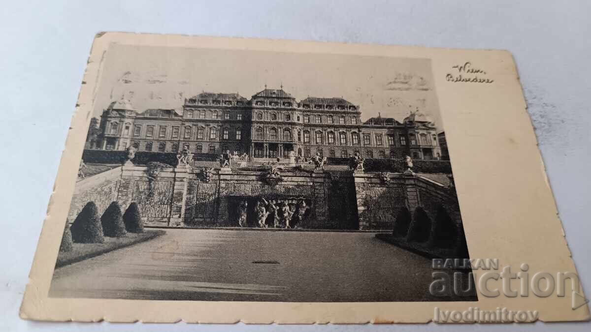 Postcard Vienna Belvedere 1938 Postcard Vienna Belvedere 1938