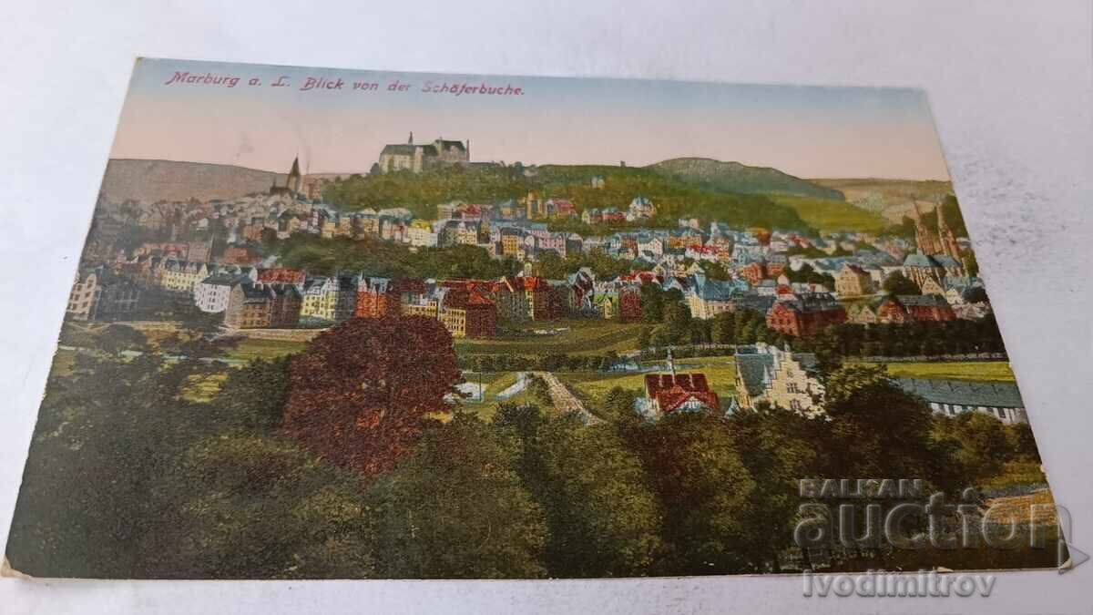 Пощенска картичка Marburg Blick von der Schaferbuche 1944