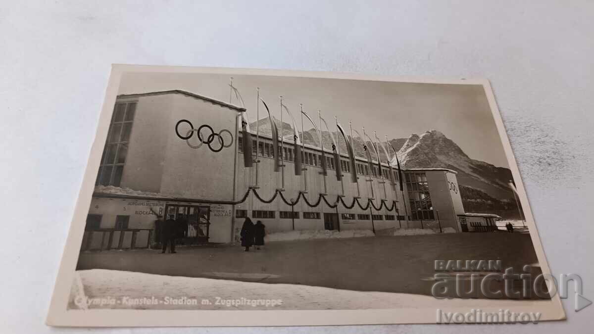 Postcard Olympia-Kunsteis-Stadion m. Zugspitzgruppe Postcard Olympia-Kunsteis-Stadion m. Zugspitzgruppe