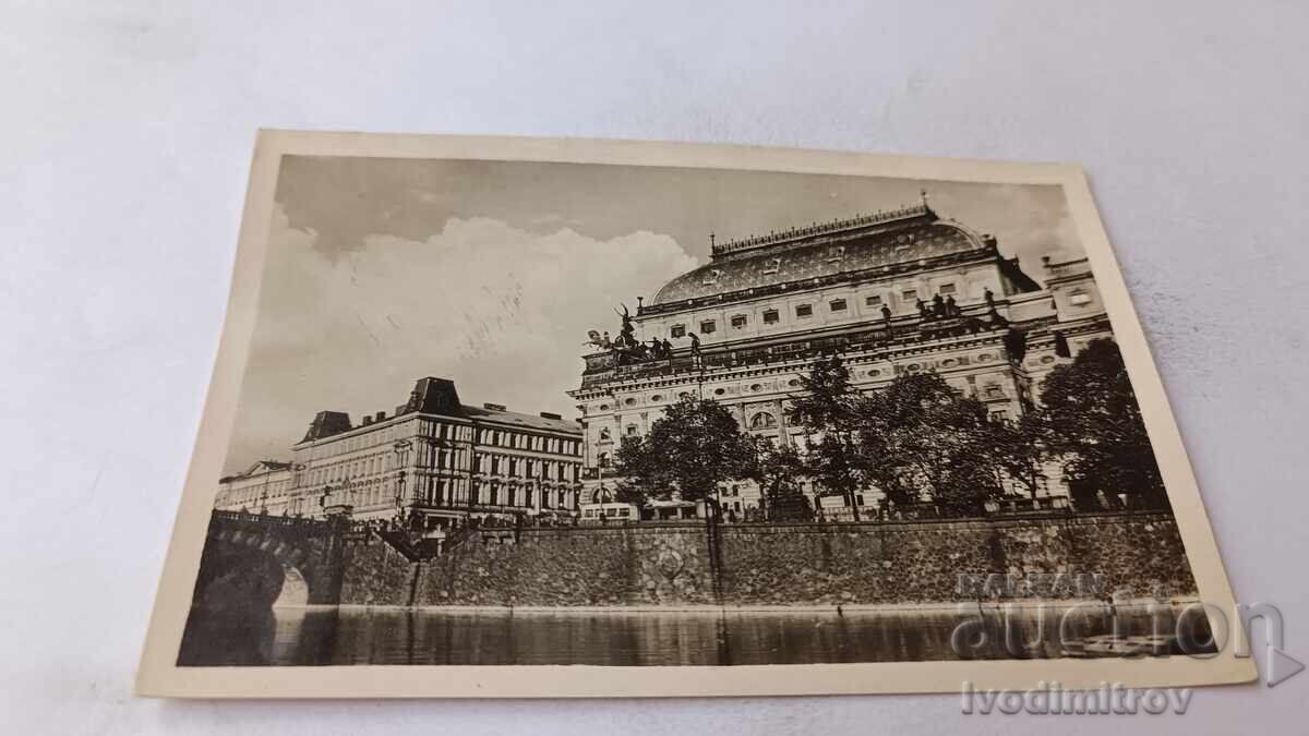 Postcard Prague National Theatre 1957