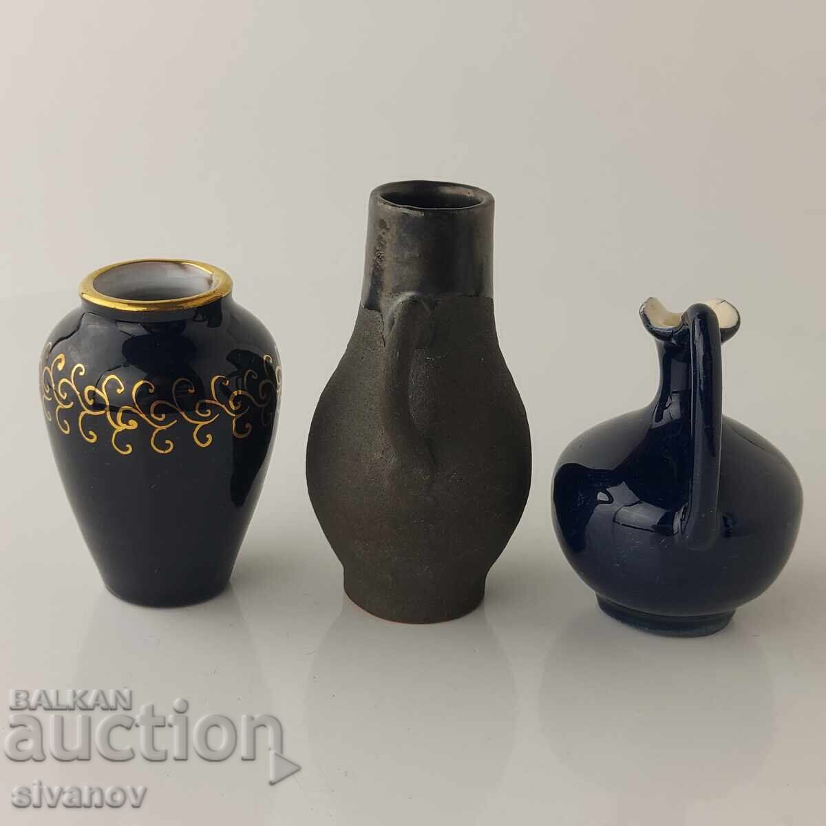 Δημοπρασία Παρτίδα από 3 ενδιαφέροντα παλιά μικροσκοπικά βάζα 6 έως 8εκ #5852