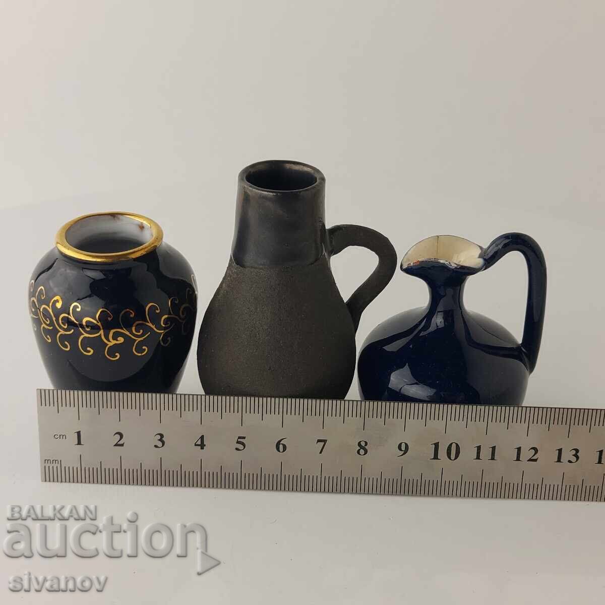 Παρτίδα από 3 ενδιαφέροντα παλιά μικροσκοπικά βάζα 6 έως 8εκ #5852 - 5