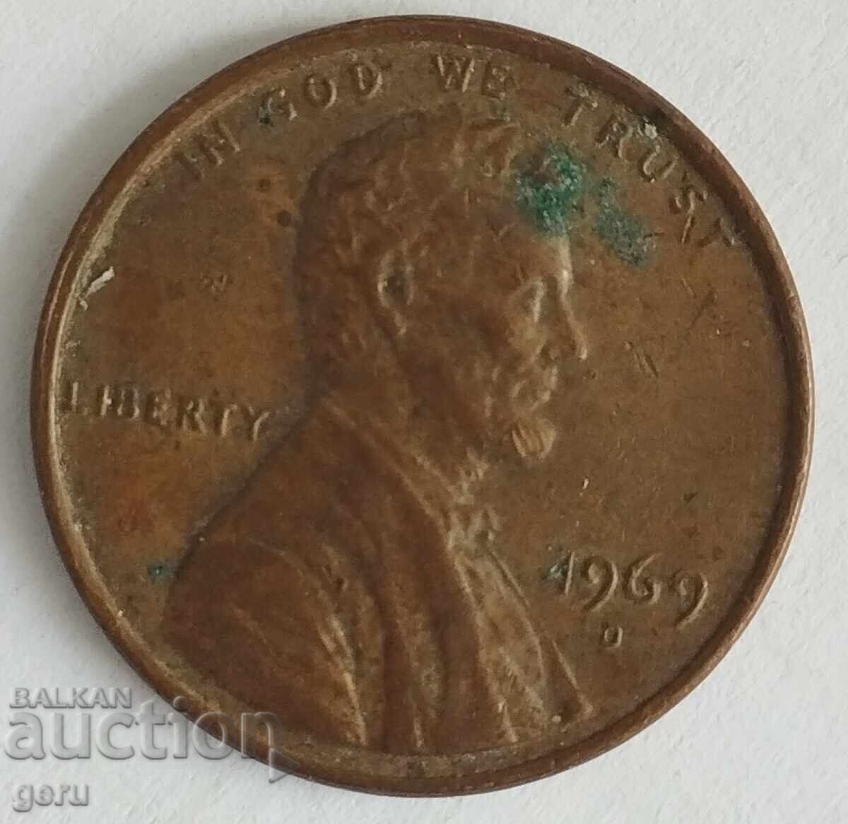 1 cent SUA 1969 j35 1 cent SUA 1969 j35