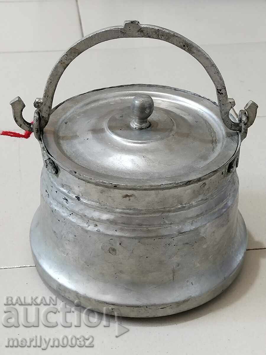Cazan cositorit cu capac, vas de cupru, cană de bunică, vas de cupru Cazan cositorit cu capac, vas de cupru, cană de bunică, vas de cupru