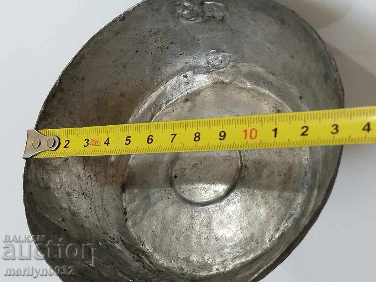 Стар меден черпак, тиган, бакър, меден съд, ямак - 6