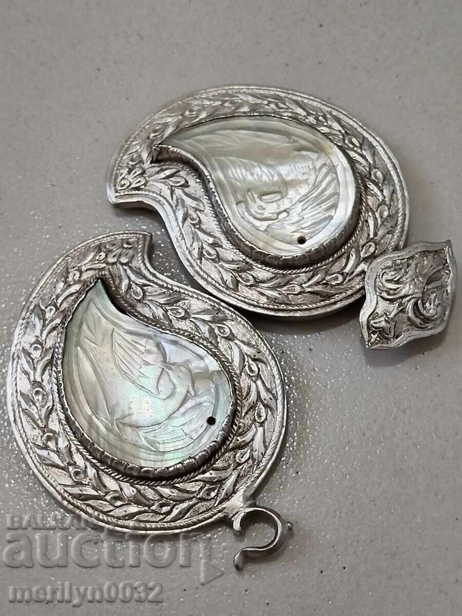 Revival silver buckles without belt, mother-of-pearl, silver buckle - 5