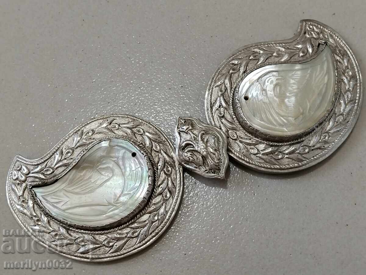 Revival silver buckles without belt, mother-of-pearl, silver buckle