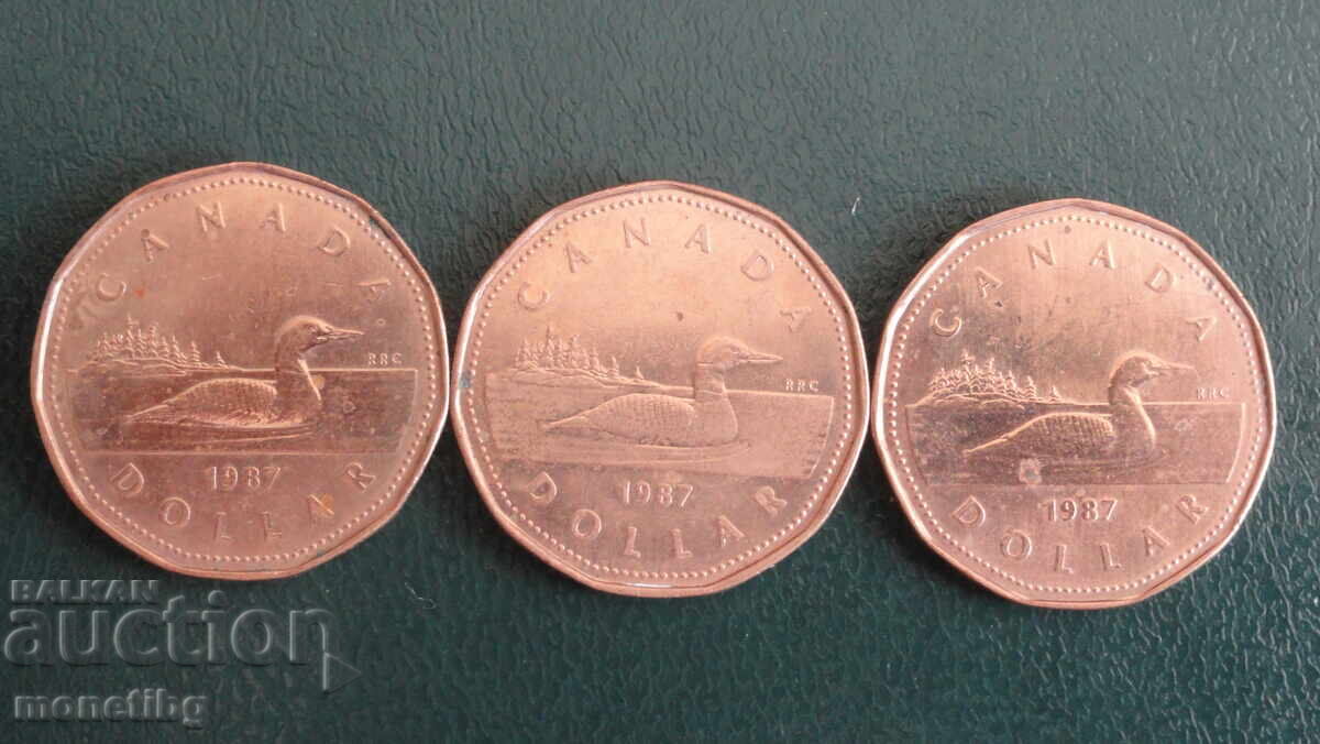 Auction Canada 1987 - 1 Dollar (3 pieces) Auction Canada 1987 - 1 Dollar (3 pieces)